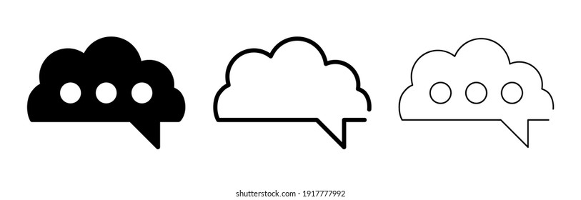 Bubble speech sign. Cloud talk space. Spare frame balloon. 3 points. Pixel bubble for website traffic and smart app. Icon vector modern illustration logo template. Cloud bubbles.