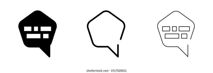 Bubble speech sign. Pentagonal speaking area. Spare frame balloon. Pixel bubble for website traffic and smart app. Icon vector modern illustration logo template. Pentagonal bubbles.