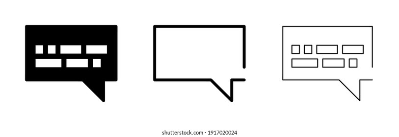 Bubble speech sign. Rectangular speaking area. Spare frame balloon. Pixel bubble for website traffic and smart app. Icon vector modern illustration logo template. Rectangular bubbles.