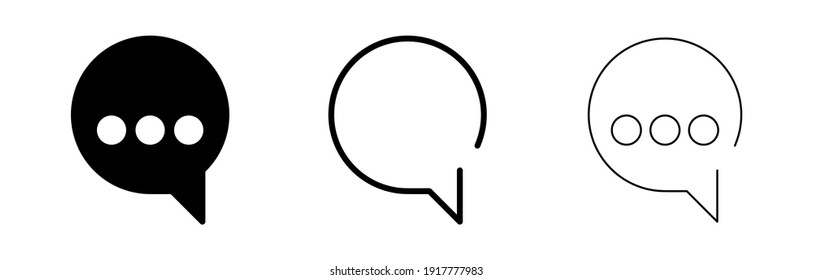 Bubble speech sign. Round talking space. 3 points. Spare frame balloon. Pixel bubble for website traffic and smart app. Icon vector modern illustration logo template. Round bubbles.
