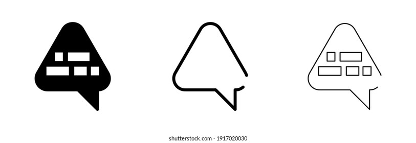 Bubble speech sign. Triangular speaking area. Spare frame balloon. Pixel bubble for website traffic and smart app. Icon vector modern illustration logo template. Triangle bubbles.