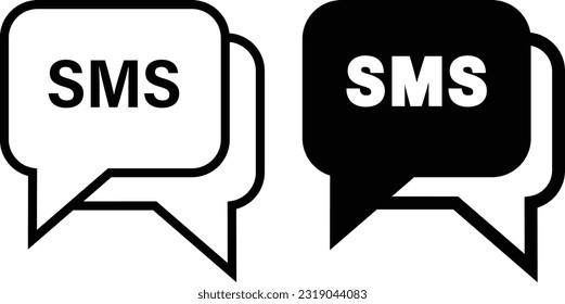 bubble speech SMS icon sheet, simple trendy flat style line and solid Isolated vector illustration on white background. For apps, logo, websites, symbol , UI, UX, graphic and web design. EPS 10.