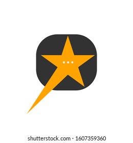 Bubble speech with star, internet communication icon. Vector logo
