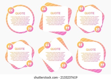 Bubble Speech Striped Orange Pink Gradient Set Premium Quote Box Frame Vector Collection