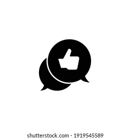 Bubble speech talk with thumb up glyph icon. Testimonials and customer relationship management concept. Simple solid style. Vector illustration isolated on white background. EPS 10.