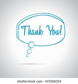 Bubble Speech With Thank You Text and on Grey Background