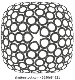 Ícone de esfera de bolhas. Padrão de anel vazio. Globo abstrato Vetor. Forma de contorno monocromática.