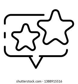 Bubble with the stars icon. Outline bubble with the stars vector icon for web design isolated on white background
