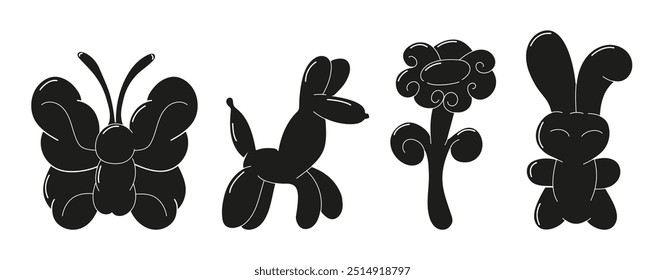 bubble stickers, including a dog, flower, butterfly, and bunny rabbit, all designed in a trendy retro Y2K style.