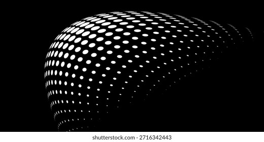 Inchaço de bolhas como montanha. Hill, protrusão esférica. Hemisfério dos pontos. Onda sonora de dimensão de pontos de partícula. Parte da superfície do globo polar do efeito da esfera. Cálculo de fluxo de Big Data.

