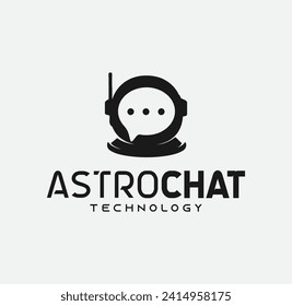 charla de burbujas con diseño de logo astronauta vector símbolo gráfico ilustración icono idea creativa