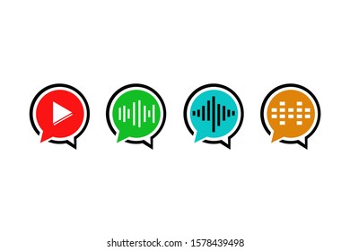 bubble talk with audio sign for icon or logo design concept