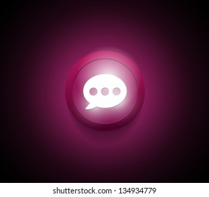 Bubble talk button / icon over plastic glossy circle, can be used for websites (UI) or applications (app) for smartphones or tablets