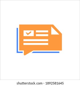bubble talk or chat message with check list, flat simple icon design