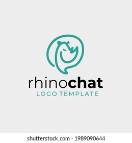 Charla sobre burbujas con rinoceronte para mensaje de medios sociales Icono de diseño de logotipo de aplicaciones móviles