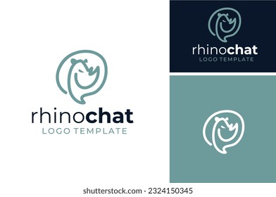 Bubble Talk Chat with Rhino for Social Media Message Icon Mobile Apps logo design