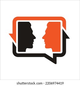 bubble talk with people face simple flat design vector.