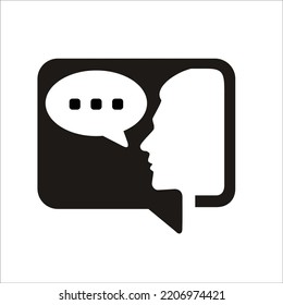 bubble talk with people face simple flat design vector.