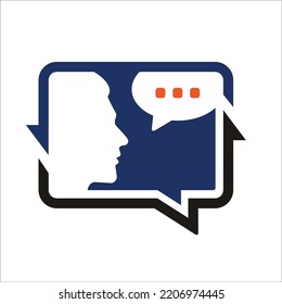 bubble talk with people face simple flat design vector.
