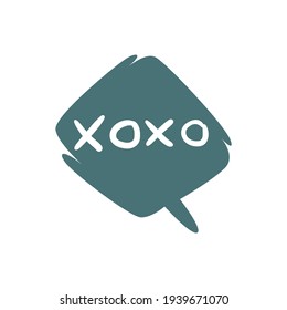 Bubble talk phrases. Colorful speech cloud for online chat messages with xoxo. Abstract dialogue reaction in comic design isolated on white background. Vector cartoon communication tag