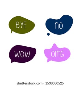 Bubble talk phrases. Online chat clouds with different words