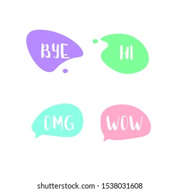 Bubble talk phrases. Online chat clouds with different words