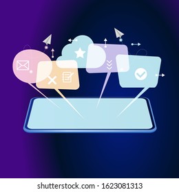 Bubble talk phrases. Online chat clouds.