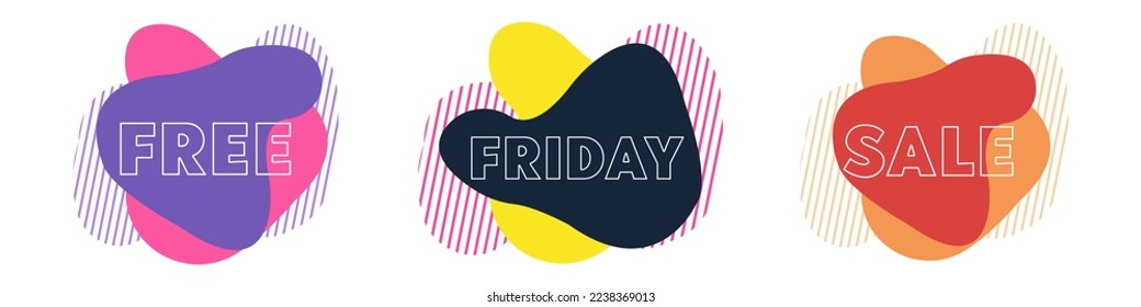 Bubble talk phrases. Online chat clouds with words such as free, Friday and sale.