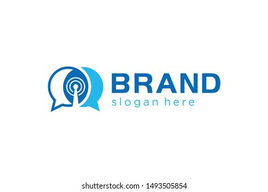 bubble talk and signal tower concept for logo template