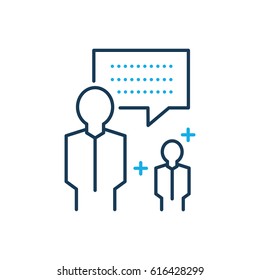 bubble talk Team BUSINESS  blue line icon