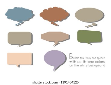 bubble talk, think and speech with earth tone colors on the white background