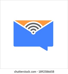 bubble talk and Wifi signal bars for message chat logo icon