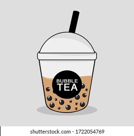 The bubble tea with back pearls is Taiwanese famous drinking vector design