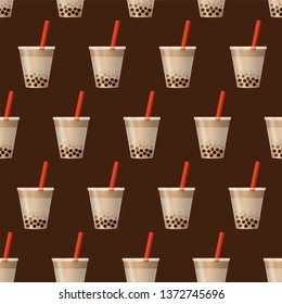 Bubble tea background. Seamless pattern vector.