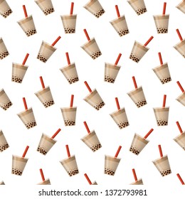 Bubble tea background. Seamless pattern vector.