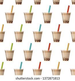 Bubble tea background. Seamless pattern vector.