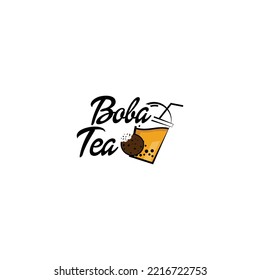 bubble tea and boba tea and cookies drink logo illustration design