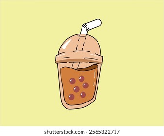 Bubble tea, boba tea. Bubble tea flavors cup design collection, Pearl milk tea, Yummy drinks, Taiwan milk, Boba Bubble Milk , Vector Illustration