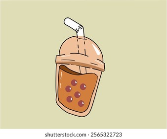 Bubble tea, boba tea. Bubble tea flavors cup design collection, Pearl milk tea, Yummy drinks, Taiwan milk, Boba Bubble Milk , Vector Illustration