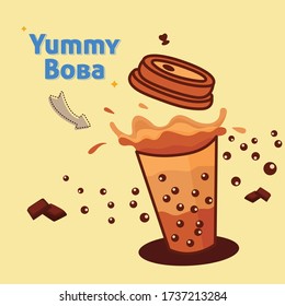 Bubble Tea or Boba Splashing Chocolate