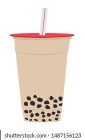 Bubble tea, boba tea, with straw and pearl