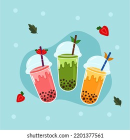 Té de burbuja boba sabor de ilustración vectorial