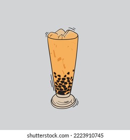 Bubble tea with brown sugar and ice cube design for beverage advertising template design