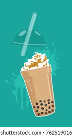 bubble tea caramel vector