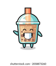 bubble tea cartoon character doing wave hand gesture , cute style design for t shirt, sticker, logo element