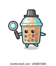 bubble tea cartoon character searching with a magnifying glass , cute style design for t shirt, sticker, logo element