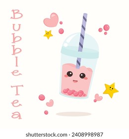 Bubble tea cartoon character vector illustration graphic