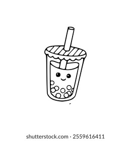 Bubble tea cartoon coloring pages