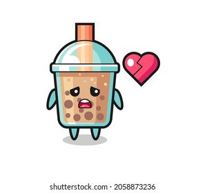 bubble tea cartoon illustration is broken heart , cute style design for t shirt, sticker, logo element