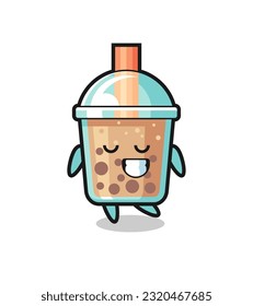 bubble tea cartoon illustration with a shy expression , cute style design for t shirt, sticker, logo element